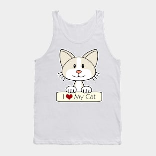 Cream and White Cat - I Love My Cat Tank Top